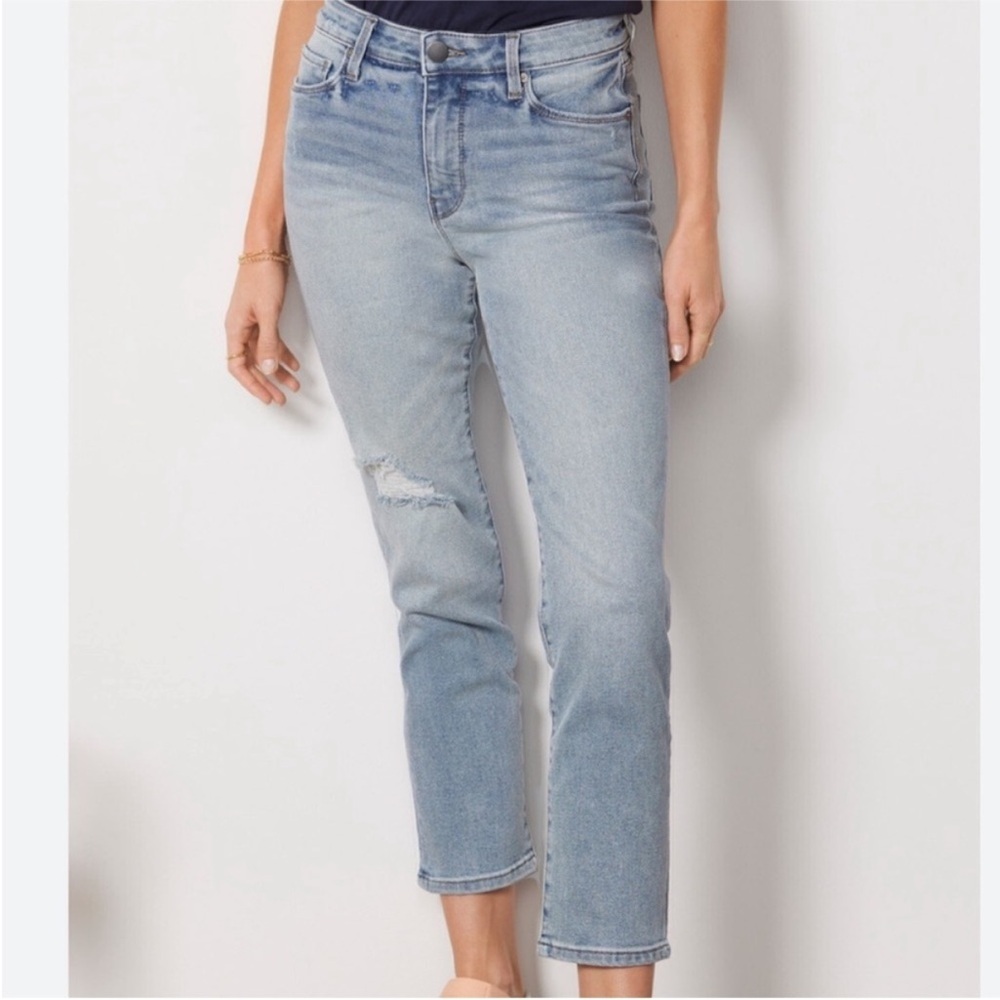 Evereve The Ever‎ Straight High Rise Fit Lightwash Distressed Jeans Size 26